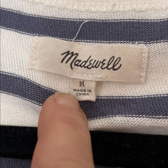 Madewell off white with gray stripes Hiatus sleeveless top,slightly distressed,M - Picture 2 of 11